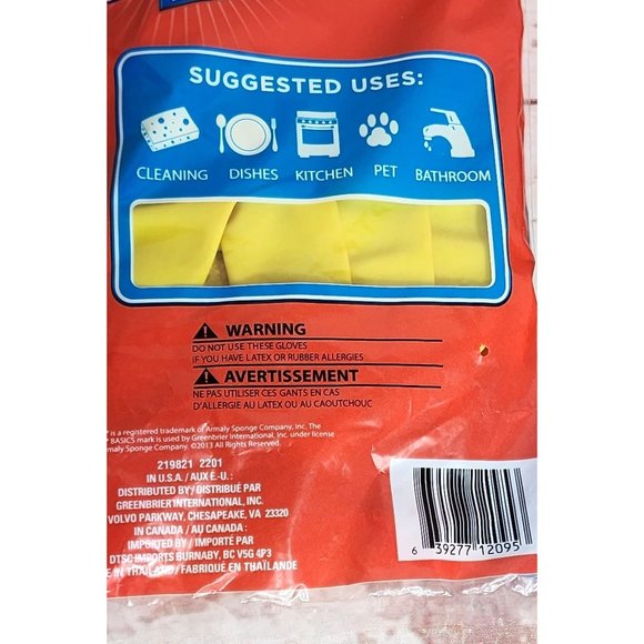 Brillo Basics Medium Textured Grip Yellow Latex Reusable Gloves - Picture 5 of 10